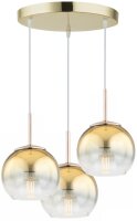 Pendelleuchte 3-flammig Metall Glas Gold E27 L:30 cm