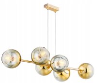 Pendelleuchte 6-flammig Glas Gold E27 L:90 cm Modern