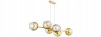 Pendelleuchte 6-flammig Glas Gold E27 L:90 cm Modern