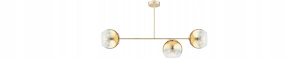 Deckenleuchte 3-flammig Glas Metall Gold E27 L:80 cm