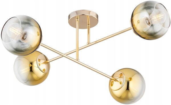 Deckenleuchte 4-flammig Glas Gold E27 L:70 cm blendarm
