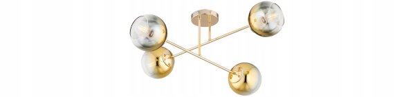 Deckenleuchte 4-flammig Glas Gold E27 L:70 cm blendarm