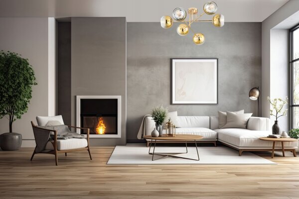 Deckenleuchte 6-flammig Glas Gold E27 L:70 cm blendarm