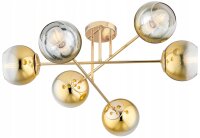 Deckenleuchte 6-flammig Glas Gold E27 L:70 cm blendarm
