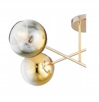 Deckenleuchte 6-flammig Glas Gold E27 L:70 cm blendarm