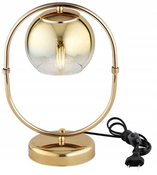 Tischleuchte Glas Gold E27 H:35 cm Modern dekorativ