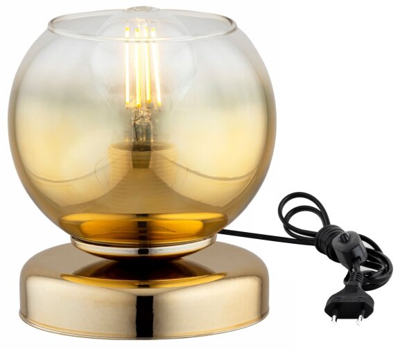 Tischleuchte Glas Gold E27 H:16 cm Modern wohnlich
