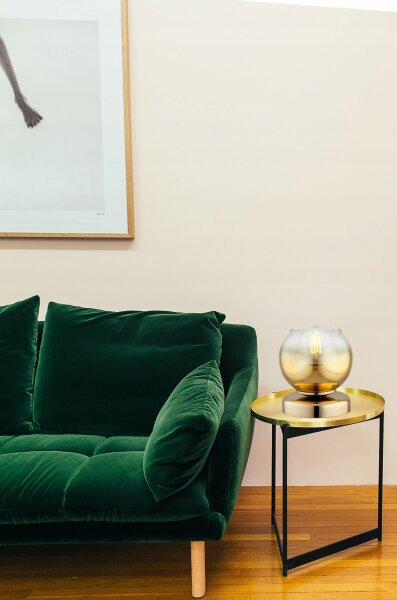 Tischleuchte Glas Gold E27 H:16 cm Modern wohnlich