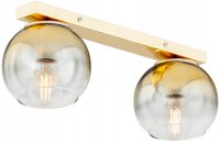 Deckenleuchte 2-flammig Glas Metall Gold E27 L:60 cm