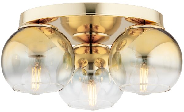 Deckenleuchte 3-flammig Glas Gold E27 B:30 cm Modern