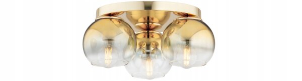 Deckenleuchte 3-flammig Glas Gold E27 B:30 cm Modern