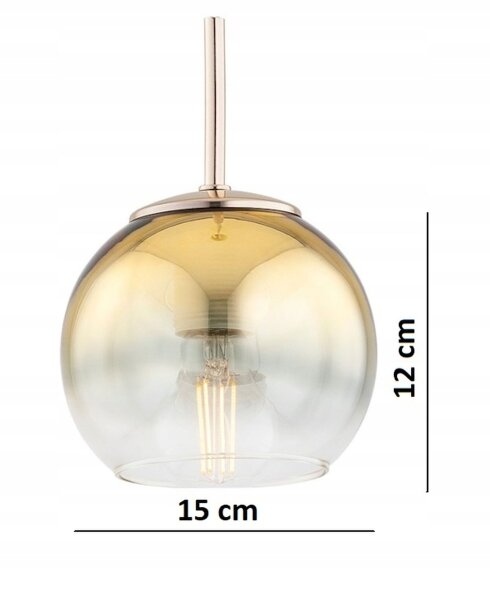 Deckenleuchte 3-flammig Glas Gold E27 B:30 cm Modern