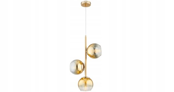 Pendelleuchte 3-flammig Glas Metall Gold E27 B:30 cm