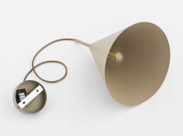 Pendelleuchte Metall Beige Kegel E27 B:25 cm Modern