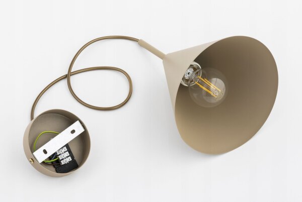 Hängelampe Metall Beige Kegel E27 B:19 cm Modern