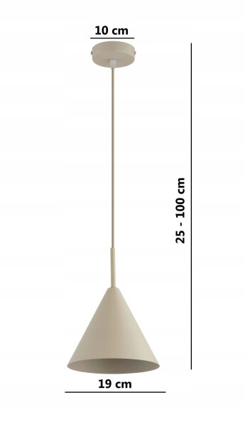 Hängelampe Metall Beige Kegel E27 B:19 cm Modern