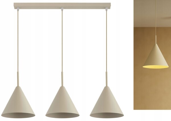 Pendelleuchte 3-flammig Beige E27 L:70 cm Modern