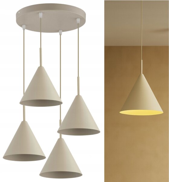 Hängelampe 4-flammig Beige Metall E27 B:40 cm Modern
