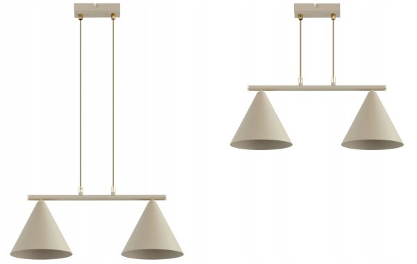Pendelleuchte 2-flammig Beige E27 L:55 cm Modern