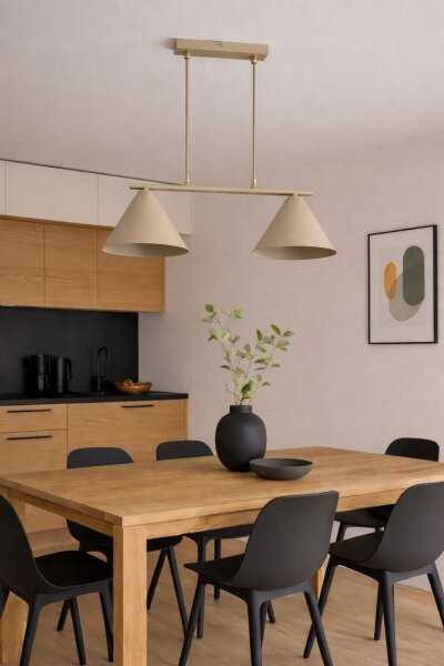 Pendelleuchte 2-flammig Beige E27 L:55 cm Modern