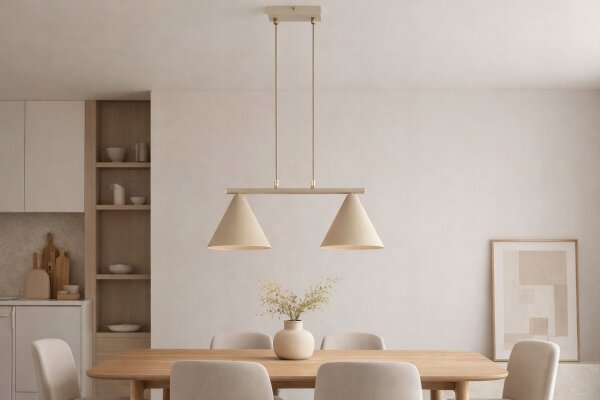 Pendelleuchte 2-flammig Beige E27 L:55 cm Modern