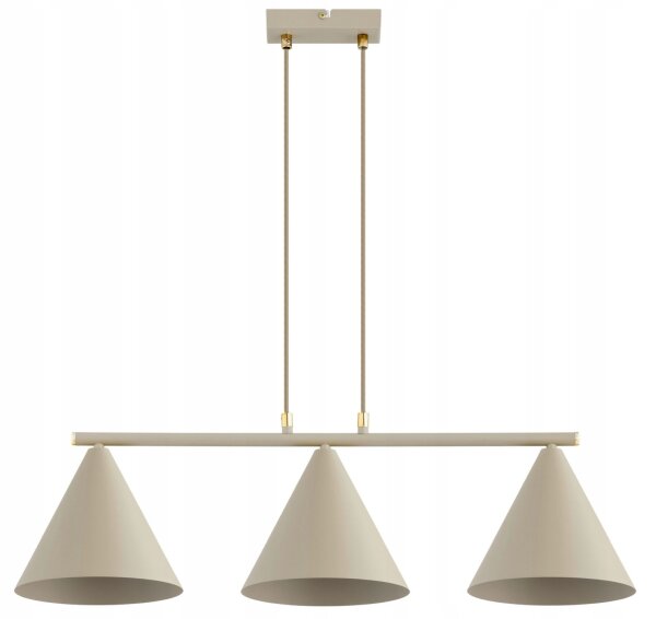 Pendelleuchte 3-flammig Metall Beige E27 L:70 cm