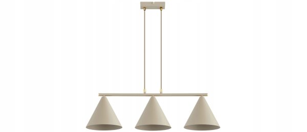 Pendelleuchte 3-flammig Metall Beige E27 L:70 cm