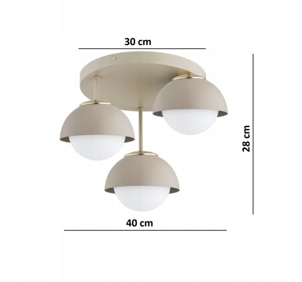 Deckenleuchte Glas Metall Beige E27 B:40 cm Modern