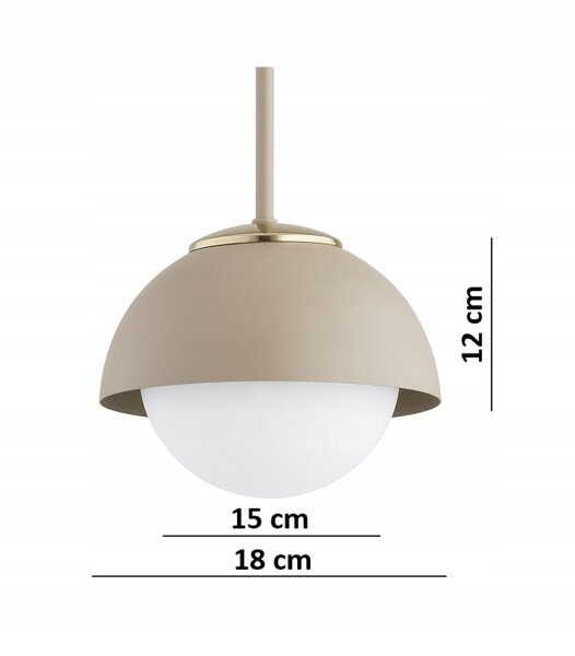 Pendelleuchte Kugel Glas Metall Beige E27 Ø18 cm rund