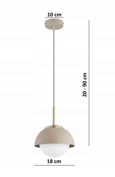 Pendelleuchte Kugel Glas Metall Beige E27 Ø18 cm rund