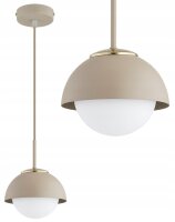 Pendelleuchte Kugel Glas Metall Beige E27 Ø18 cm rund