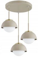 Hängelampe 3-flammig Glas Metall Beige E27 B:40 cm