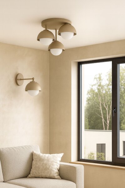 Wandlampe blendarm Glas Metall Beige E27 T:20 cm Modern