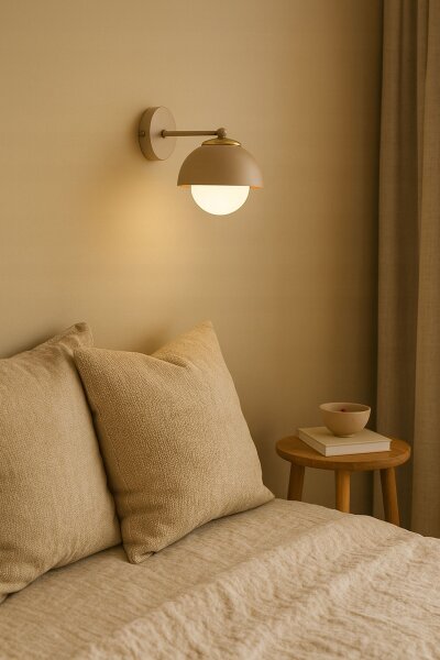 Wandlampe blendarm Glas Metall Beige E27 T:20 cm Modern