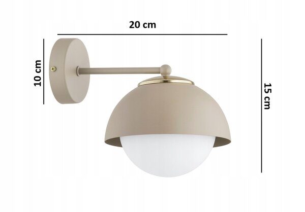 Wandlampe blendarm Glas Metall Beige E27 T:20 cm Modern