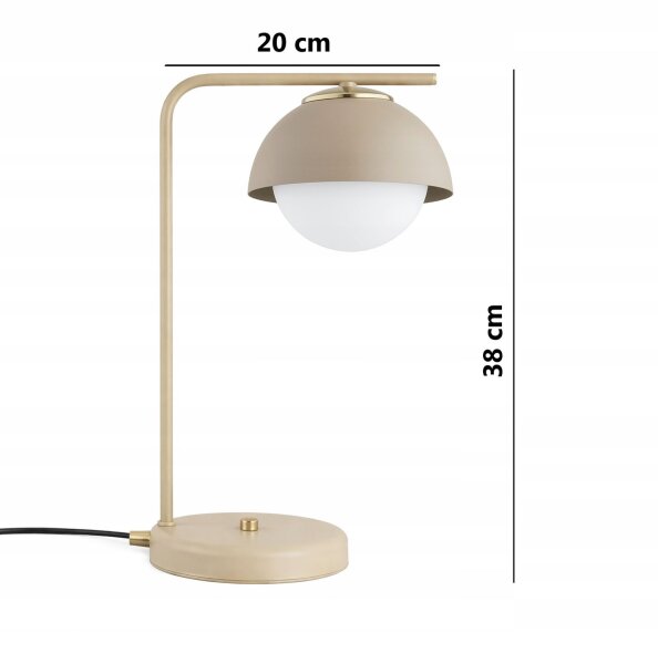Tischlampe Glas Metall Beige Modern E27 38 cm blendarm