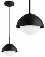 Hängelampe Kugel Glas Metall Schwarz E27 B:18 cm rund
