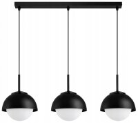 Hängelampe 3-flammig Glas Metall Schwarz E27 L:60 cm