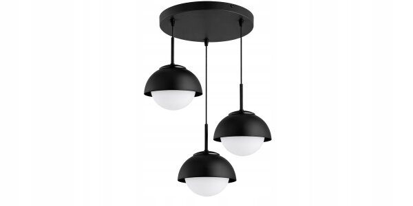 Hängelampe 3-flammig Glas Metall Schwarz E27 B:40 cm