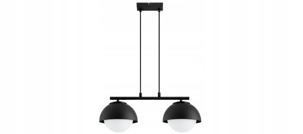 Hängelampe 2-flammig Glas Metall Schwarz E27 L:50 cm
