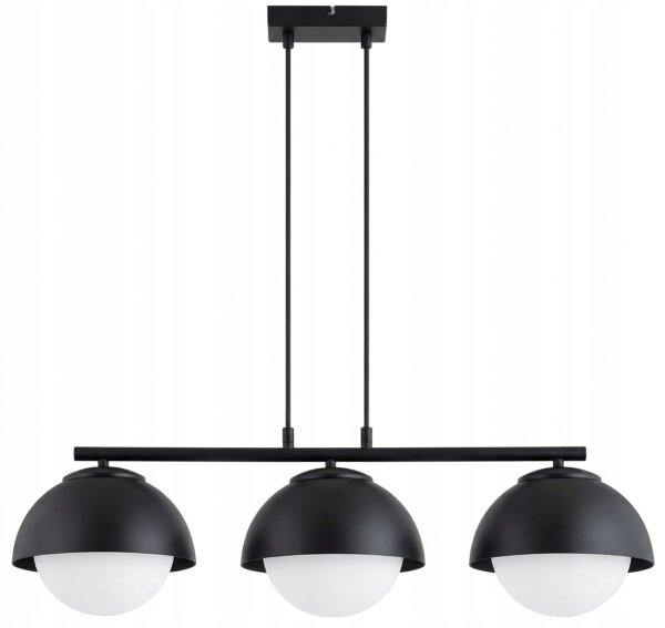 Hängelampe 3-flammig Glas Metall Schwarz E27 L:70 cm