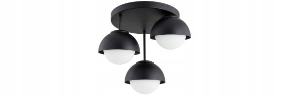 Deckenlampe 3-flammig Glas Metall Schwarz E27 B:30 cm