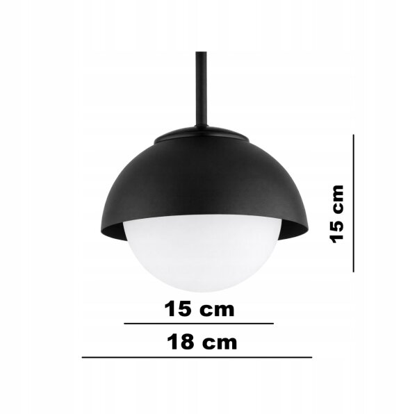 Deckenlampe 3-flammig Glas Metall Schwarz E27 B:30 cm
