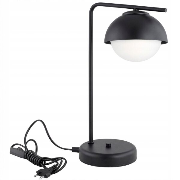Tischleuchte Glas Metall Schwarz E27 H:38 cm Modern