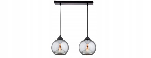 Hängelampe 2-flammig Rauchglas Schwarz E27 L:40 cm