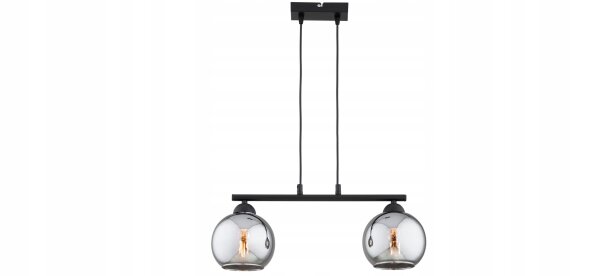 Hängelampe 2-flammig Rauchglas Schwarz E27 L:30 cm