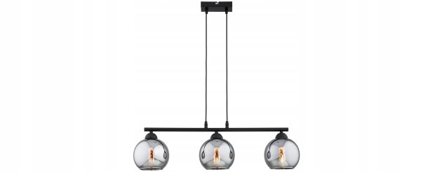 Hängelampe 3-flammig Rauchglas Schwarz E27 L:60 cm