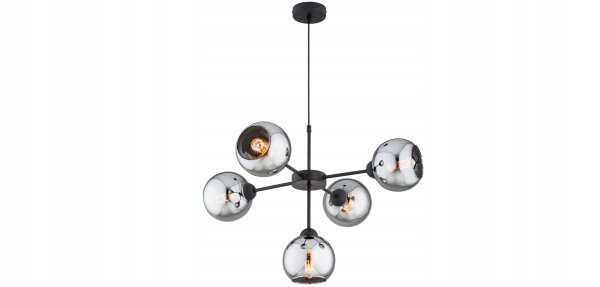 Hängelampe 5-flammig Rauchglas Schwarz E27 B:60 cm