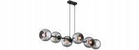 Hängelampe 6-flammig Rauchglas Schwarz E27 L:90 cm