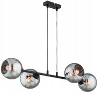 Pendelleuchte 4-flammig Rauchglas Schwarz E27 L:90 cm
